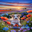 Dog in the flower garden wallpaper  screen for extension Chrome web store in OffiDocs Chromium