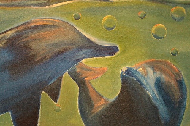 Free download Dolphins Oil Acrylic -  free illustration to be edited with GIMP free online image editor
