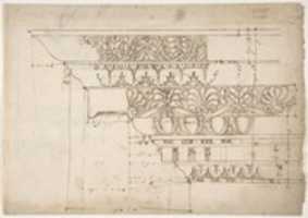 Free download Domus Augustiana, cornice, elevation in profile, ornamental detailing (recto) Unidentified, cornice, elevation in profile, ornamental detailing (verso) free photo or picture to be edited with GIMP online image editor
