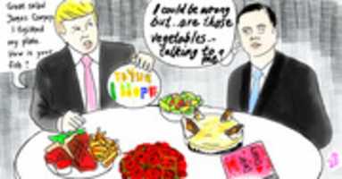 Free download Donald Trump James Comey Dinner  Political Cartoon free photo or picture to be edited with GIMP online image editor