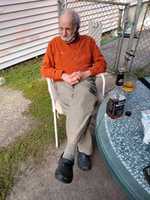 Free download Doug Holder talks with poet Bert Stern free photo or picture to be edited with GIMP online image editor