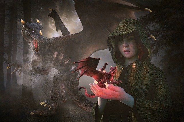 Free download Dragon Child Forest -  free illustration to be edited with GIMP free online image editor