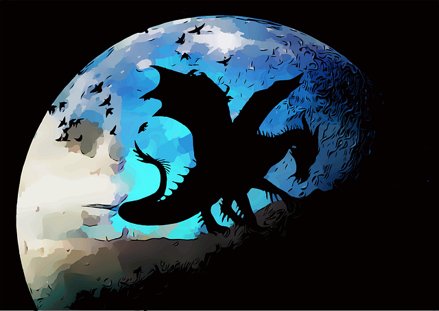 Free download Dragon Moon Birds - Free vector graphic on Pixabay free illustration to be edited with GIMP free online image editor