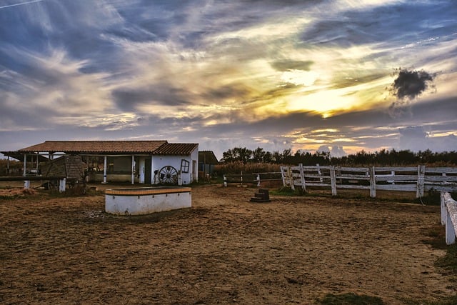 Free download dusk paddock ranch sunset sky free picture to be edited with GIMP free online image editor