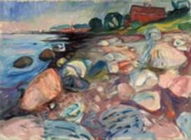 Free download Edvard Munch, Shore With Red House free photo or picture to be edited with GIMP online image editor