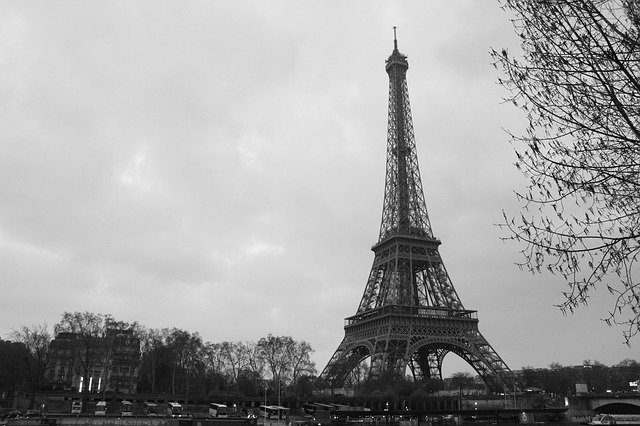 Free download Eiffel Tower Grey Black -  free photo or picture to be edited with GIMP online image editor