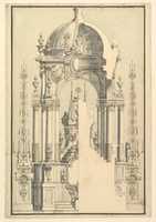 Free download Elevation and Section of the Catafalque for Anna Cristina, Wife of Carlo Emanuele III of Savoy free photo or picture to be edited with GIMP online image editor