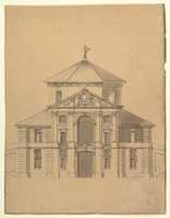 Free download Elevation for a Building with an Octogonal Cupola and two stoy Pendimenting Facades free photo or picture to be edited with GIMP online image editor