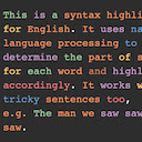 English syntax highlighter  screen for extension Chrome web store in OffiDocs Chromium