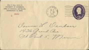 Free download Envelope to Donna Den Boer from The University of Minnesota 1952 free photo or picture to be edited with GIMP online image editor