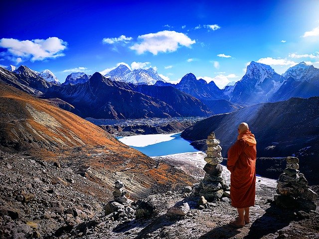 Free download Everest Base Camp Nepal Monk -  free photo or picture to be edited with GIMP online image editor
