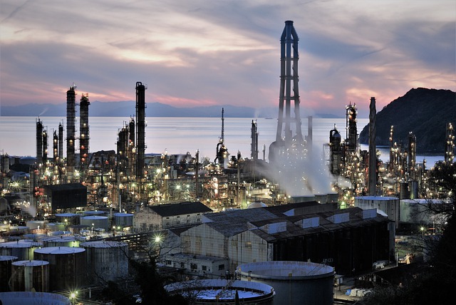 Free download factory night view refinery sunset free picture to be edited with GIMP free online image editor