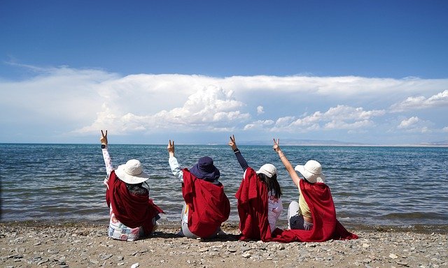 Free download family vacation qinghai lake v sign free picture to be edited with GIMP free online image editor