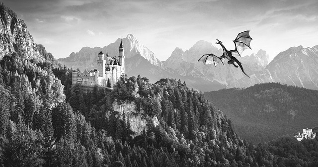 Free download fantasy dragon castle fairytale free picture to be edited with GIMP free online image editor