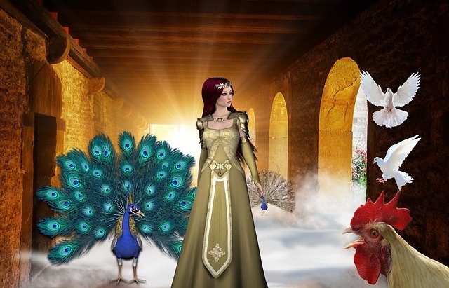 Free download Fantasy Princess Peacock Middle -  free illustration to be edited with GIMP free online image editor