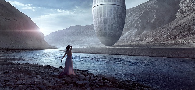 Free graphic fantasy ufo flow woman mountains to be edited by GIMP free image editor by OffiDocs