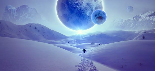 GIMP मुफ्त ऑनलाइन छवि संपादक के साथ संपादित करने के लिए फंतासी शीतकालीन बर्फ चंद्रमा प्रकाश मुफ्त तस्वीर डाउनलोड करें