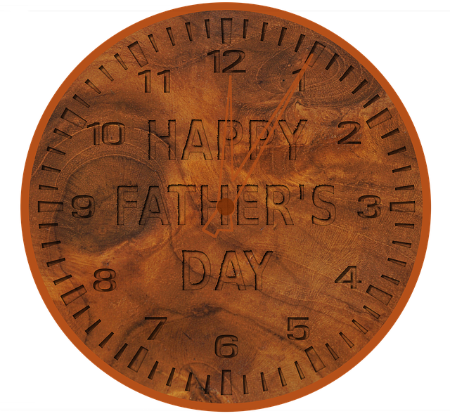 Free download FatherS Day Clock Wood Grain -  free illustration to be edited with GIMP free online image editor