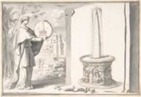 Free download Female Figure Holding a Coin and Image of a Fountain free photo or picture to be edited with GIMP online image editor