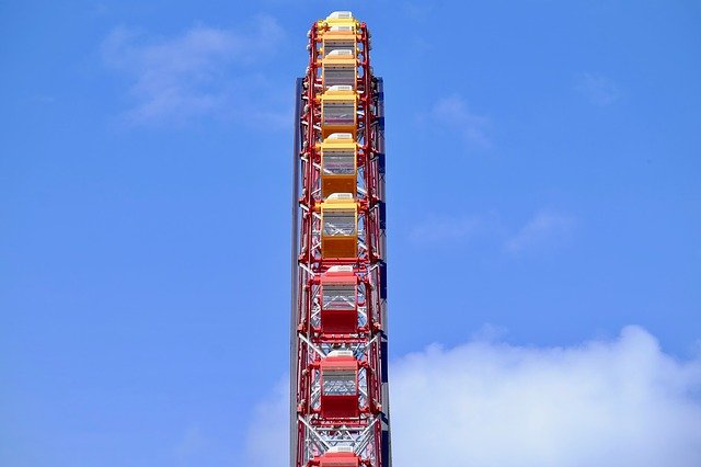 Free download Ferris Wheel Blue Sky Going Down -  free photo or picture to be edited with GIMP online image editor