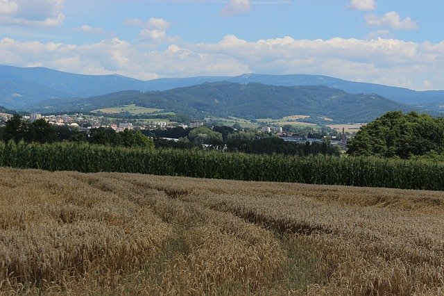 Download grátis Field Mesto Mountains modelo de foto grátis para ser editado com o editor de imagens online GIMP