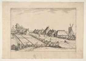 Free download Fields with a Village Road with Post Mill, from the series The Small Landscapes (Multifariarum Casularum) free photo or picture to be edited with GIMP online image editor