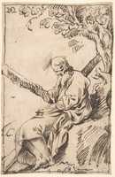 Free download Figure of St. Andrew seated in a Landscape free photo or picture to be edited with GIMP online image editor