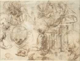 Free download Figures in a Landscape with Classical Ruins (recto); Six Figure Studies (verso) free photo or picture to be edited with GIMP online image editor