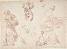 Free download Figure Studies: Woman Carrying a Basket; Woman Carrying a Vase, and Woman Seated at a Table free photo or picture to be edited with GIMP online image editor