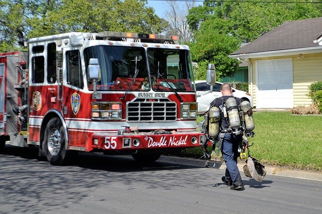 Free download firefighter fireman fire engine free picture to be edited with GIMP free online image editor