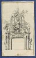 Free download Fireplace Flanked by Commedia dellarte Figures with Overmantle Showing a Gothic Gazebo, in Chippendale Drawings, Vol. I free photo or picture to be edited with GIMP online image editor