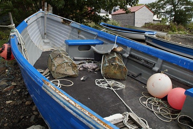 Free download Fishing Boat Fish Traps Land -  free photo or picture to be edited with GIMP online image editor