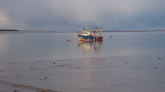 Free download Fishing Boat Swale Estuary Calm -  free photo or picture to be edited with GIMP online image editor