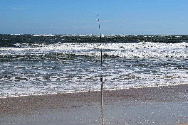 Free download Fishing Pole Beach Ocean -  free photo or picture to be edited with GIMP online image editor