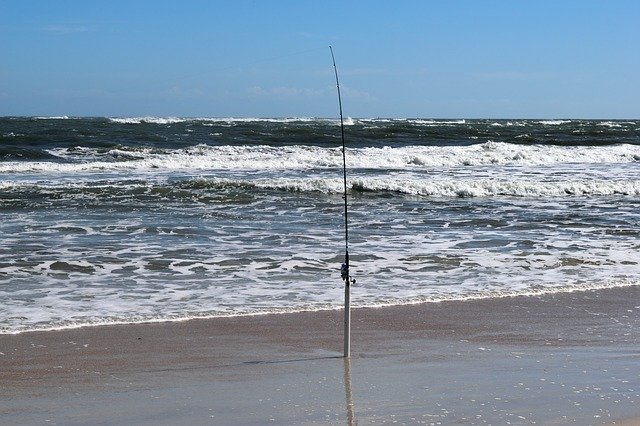 Download grátis Fishing Pole Beach Ocean - foto ou imagem grátis para ser editada com o editor de imagens online GIMP