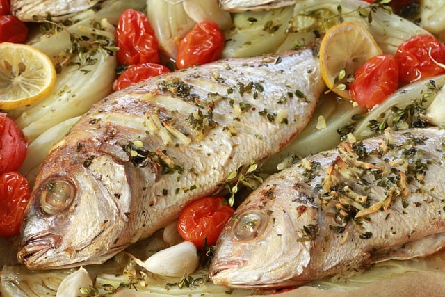 Free download fish vegetables sea bream fennel free picture to be edited with GIMP free online image editor