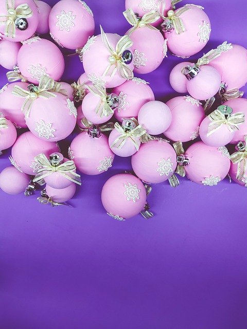 Free download Flat Lay Christmas Spheres Pink -  free free photo or picture to be edited with GIMP online image editor