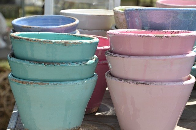 Free download Flower Pots Pink Turquoise -  free photo or picture to be edited with GIMP online image editor