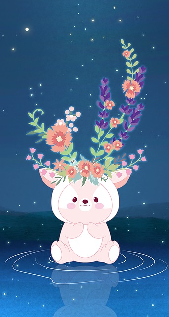 Free download flowers deer cartoon fantasy stars free picture to be edited with GIMP free online image editor
