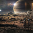 Flying saucers and astronauts  screen for extension Chrome web store in OffiDocs Chromium