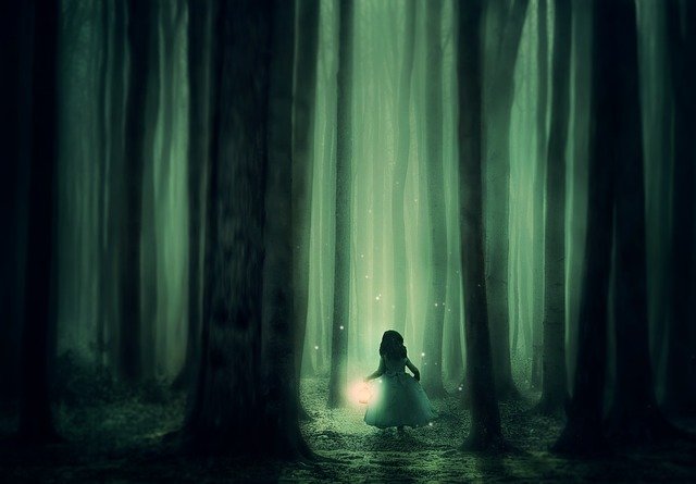 Free download forest girl trees fog lantern free picture to be edited with GIMP free online image editor