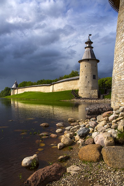 Free download fortress tower river russia pskov free picture to be edited with GIMP free online image editor
