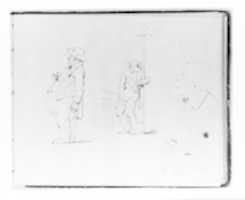 Free download Four Figure Studies: Profile of a Rotund Man; Man Leaning on Lamp Post; Profile of a Man (from Sketchbook) free photo or picture to be edited with GIMP online image editor