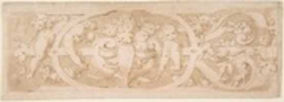 Free download Frieze with Fruit, Foliage and Putti Climbing through Strapwork free photo or picture to be edited with GIMP online image editor