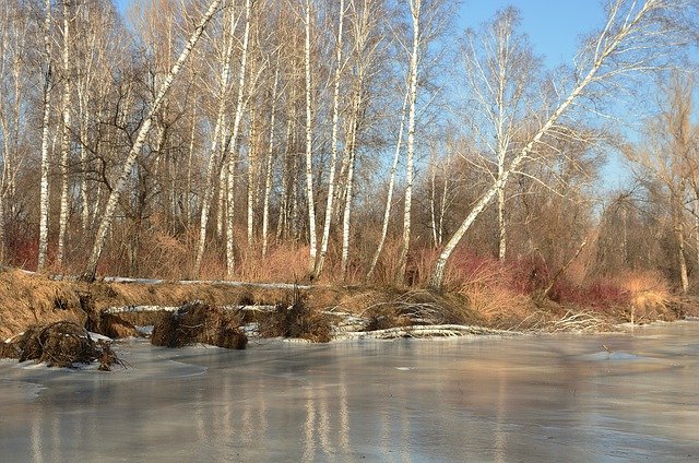 Free download frozen river winter russia stream free picture to be edited with GIMP free online image editor