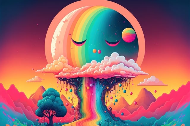 Free download full moon psychedelic colorful free picture to be edited with GIMP free online image editor