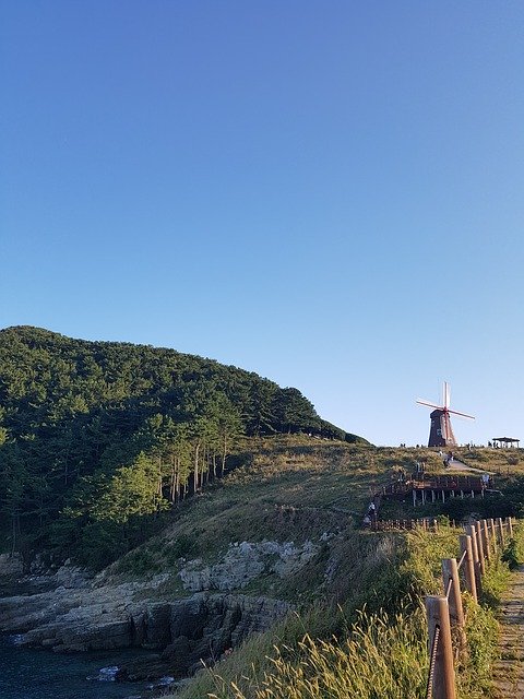 Free download Geoje Windmill Scenery -  free photo or picture to be edited with GIMP online image editor
