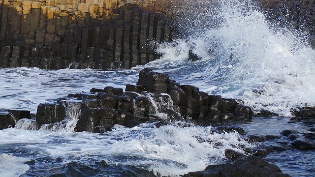 Free download Giants Causeway Waves Sea -  free photo or picture to be edited with GIMP online image editor