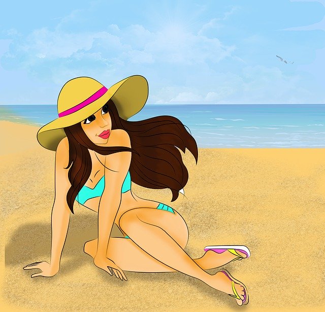 Free download Girl Bikini Beach -  free illustration to be edited with GIMP free online image editor