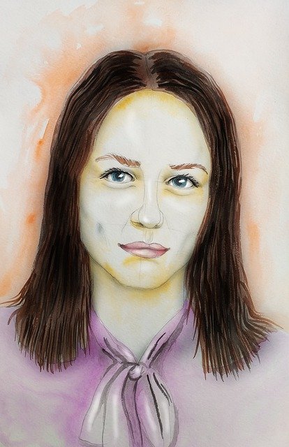 Free download Girl Brunette Portrait Blue -  free illustration to be edited with GIMP free online image editor